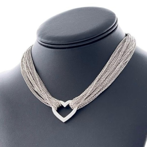 Tiffany & Co. Sterling Silver Heart Multi Chain Necklace - Picture 1 of 15